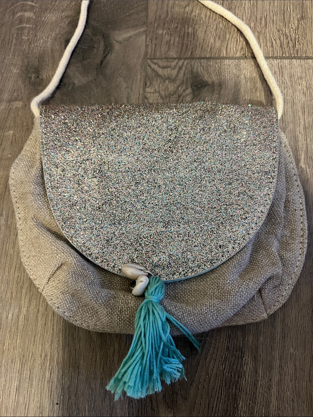 Zara girls Sparkle Flap Crossbody Bag with Teal Tassel